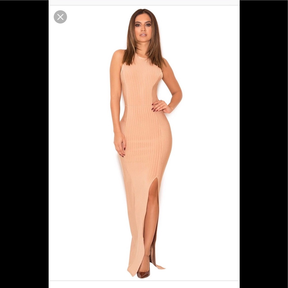 Nude long bandage dress